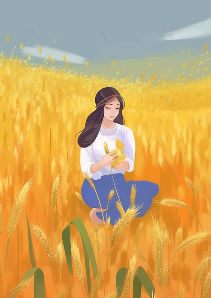 长发发生芒种节气人物插画背景,插画/手绘图,插画/手绘图库,插画/手绘图下载,插画/手绘